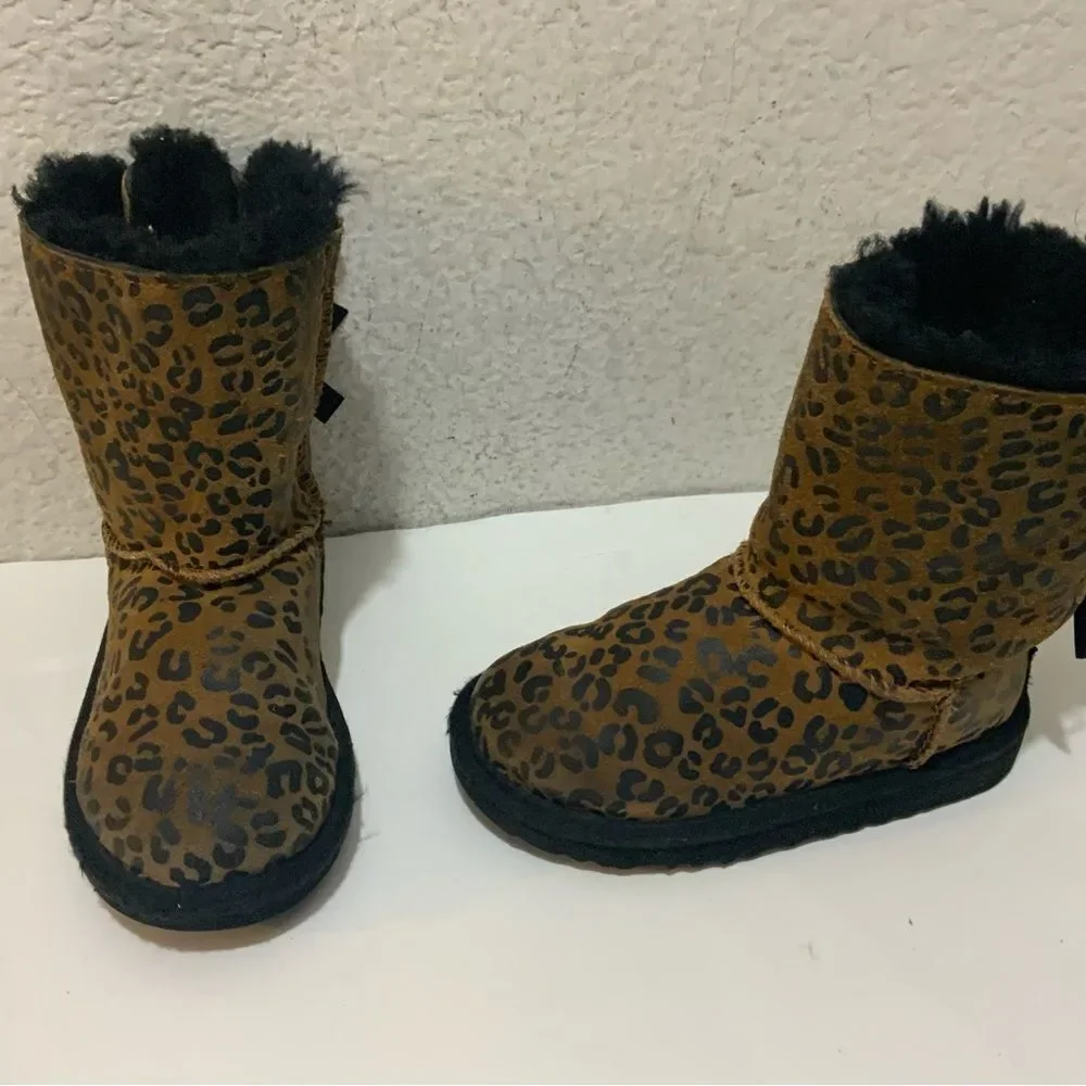 Ugg Toddler Bailey Bow Leopard Boots Chestnut 1008217T